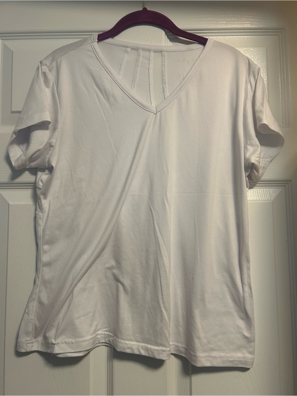 Catherine Malandrino White V-Neck Athletic Short Sleeve Tee